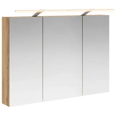 vidaXL Kopalniška ogledalna omara z LED lučmi Oreh 100 x 14,5 x 70 cm