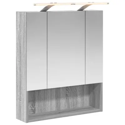 vidaXL Kopalniška ogledalna omara Siva Sonoma 60 x 14.5 x 70 cm