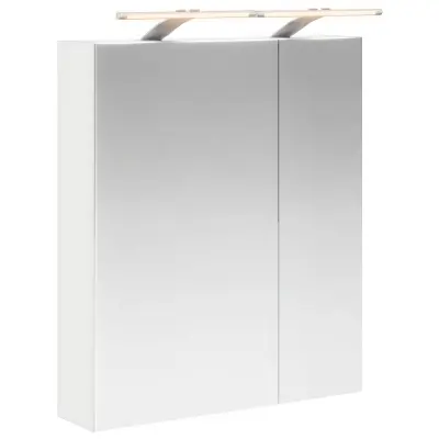 vidaXL Kopalniška ogledalna omara z LED lučmi Bela 60 x 14,5 x 70 cm