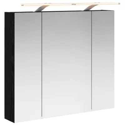 vidaXL Kopalniška ogledalna omara Črna Orehovina 80 x 14.5 x 70 cm
