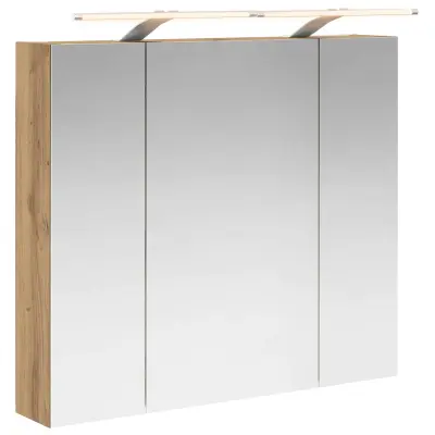 vidaXL Kopalniška ogledalna omara z LED lučmi Oreh 80 x 14.5 x 70 cm