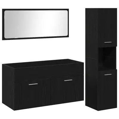 vidaXL Komplet pohištva za kopalnico z vrati 3 pcs Črna Orehovina