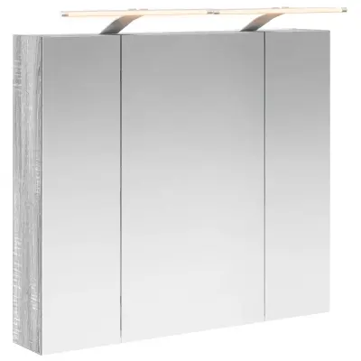 vidaXL Kopalniška ogledalna omara Siva Sonoma 80 x 14.5 x 70 cm