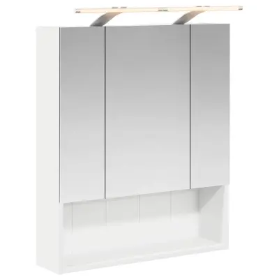 vidaXL Kopalniška ogledalna omara z LED lučmi Bela 60 x 14.5 x 70 cm