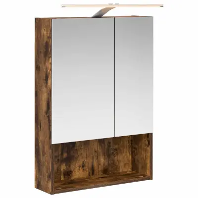 vidaXL Kopalniška ogledalna omara Dimljeni oreh 50 x 14,5 x 70 cm