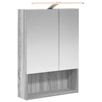 vidaXL Kopalniška ogledalna omara Siva Sonoma 50 x 14,5 x 70 cm