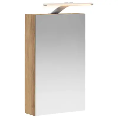 vidaXL Kopalniška ogledalna omara z LED lučmi Oreh 30 x 10,5 x 50 cm