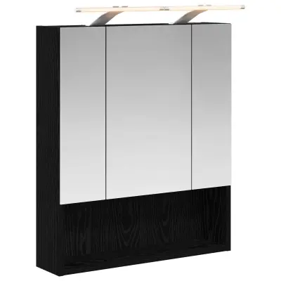 vidaXL Kopalniška ogledalna omara Črna Orehovina 60 x 14.5 x 70 cm