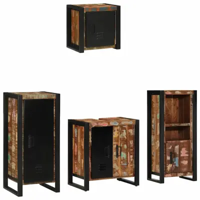 vidaXL Komplet pohištva za kopalnico 4 pcs Trdna obnovljena les