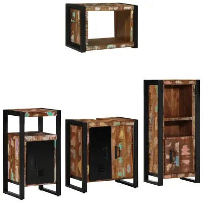 vidaXL Komplet pohištva za kopalnico 4 pcs Trdna obnovljena les