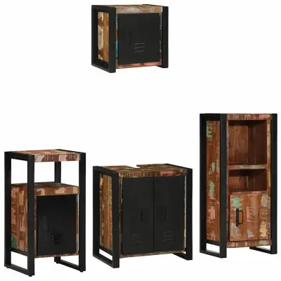 vidaXL Komplet pohištva za kopalnico 4 pcs Trdna obnovljena les