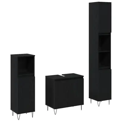 vidaXL Komplet pohištva za kopalnico z vrati 3 pcs Črna Orehovina