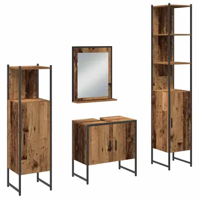 vidaXL Komplet pohištva za kopalnico 4 pcs Rjava 33 x 33 x 185.5 cm