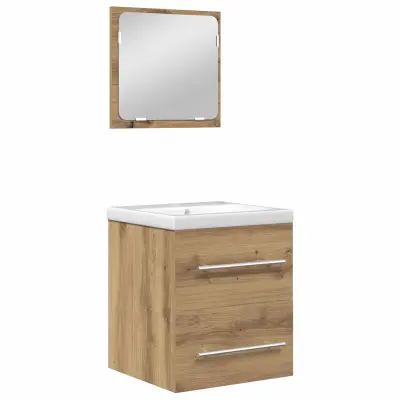 vidaXL Komplet pohištva za kopalnico s predalom 2 pcs Umetni hrast