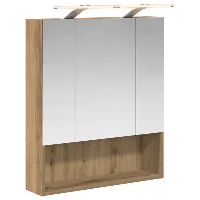 vidaXL Kopalniška ogledalna omara z LED lučmi Oreh 60 x 14.5 x 70 cm