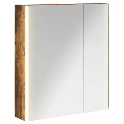 vidaXL Kopalniška ogledalna omara Dimljeni oreh 63,5 x 15,5 x 70 cm