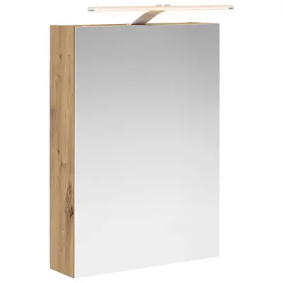 vidaXL Kopalniška ogledalna omara z LED lučmi Oreh 50 x 14,5 x 70 cm