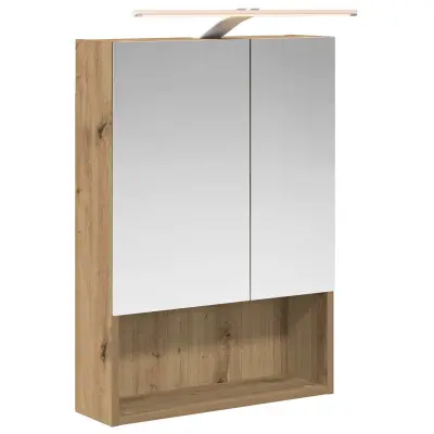 vidaXL Kopalniška ogledalna omara z LED lučmi Oreh 50 x 14,5 x 70 cm