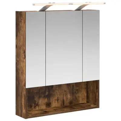 vidaXL Kopalniška ogledalna omara Dimljeni oreh 60 x 14.5 x 70 cm