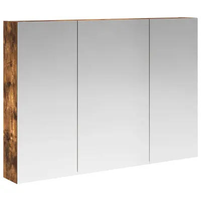 vidaXL Kopalniška ogledalna omara Dimljeni oreh 100 x 14,5 x 70 cm