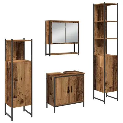 vidaXL Komplet pohištva za kopalnico 4 pcs Rjava 33 x 33 x 185.5 cm