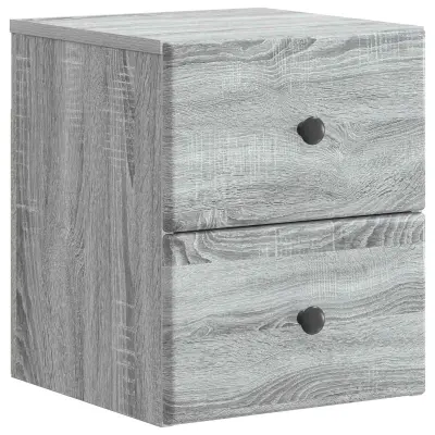 vidaXL Stenski nočni omarici s predalom Siva Sonoma 34,5 x 33 x 40 cm