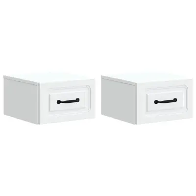 vidaXL Stenski nočni omarici s predalom 2 pcs Bela 34,5 x 33 x 20 cm