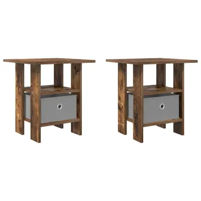vidaXL Nočna omarica s predalom 2 pcs Dimljeni oreh 41 x 40 x 45 cm