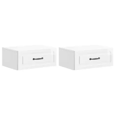 vidaXL Stenski nočni omarici 2 pcs Bela visok sijaj 49 x 34,5 x 20 cm