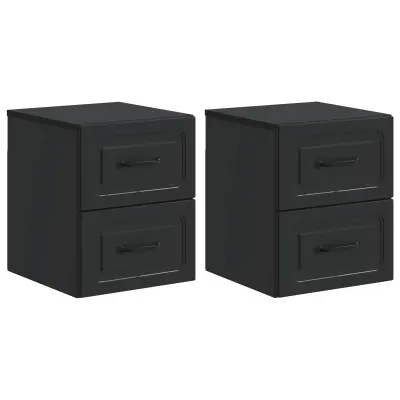 vidaXL Stenski nočni omarici s predalom 2 pcs Črna 34,5 x 33 x 40 cm