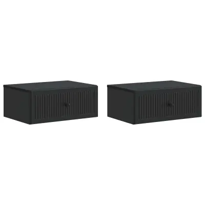 vidaXL Nočna omarica 2 pcs Črna 49 x 34,5 x 20 cm Inženirski les