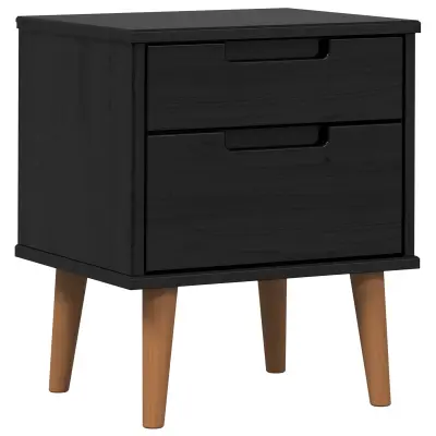 vidaXL Nočna omarica s predalom Črna 40 x 35 x 48 cm Masivna borovina