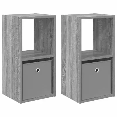 vidaXL Nočna omarica s predalom 2 pcs Siva Sonoma 30,5 x 27 x 59,5 cm