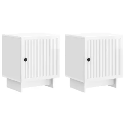vidaXL Nočna omarica 2 pcs Bela visok sijaj 43 x 34,5 x 50 cm