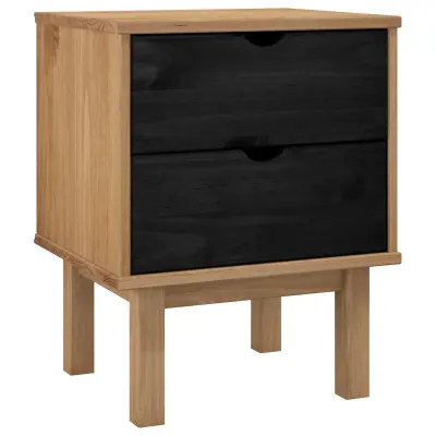 vidaXL Nočna omarica OTTA Črna 45 x 39 x 57 cm Trdna borovina