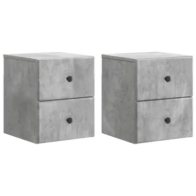 vidaXL Stenski nočni omarici 2 pcs Betonsko siva 34,5 x 33 x 40 cm