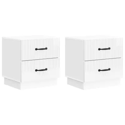 vidaXL Nočna omarica 2 pcs Bela visok sijaj 43 x 34,5 x 44,5 cm