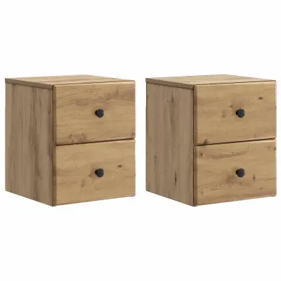 vidaXL Stenski nočni omarici 2 pcs Artisan hrast 34,5 x 33 x 40 cm