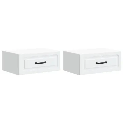 vidaXL Stenski nočni omarici s predalom 2 pcs Bela 49 x 34,5 x 20 cm