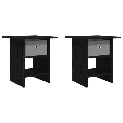 vidaXL Nočna omarica s predalom 2 pcs Črna Orehovina 41 x 40 x 45 cm