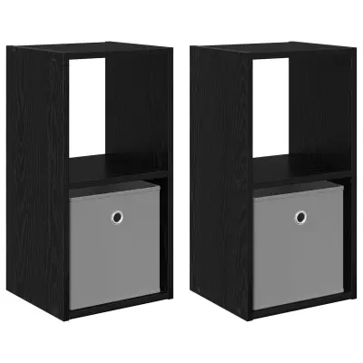vidaXL Nočna omarica 2 pcs Črna Orehovina 30,5 x 27 x 59,5 cm