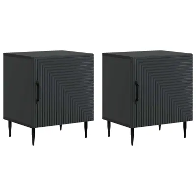 vidaXL Nočna omarica 2 pcs Črna 43 x 34,5 x 50 cm Inženirski les