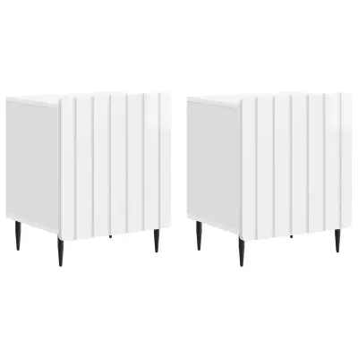 vidaXL Nočna omarica 2 pcs Bela visok sijaj 43 x 34,5 x 52 cm