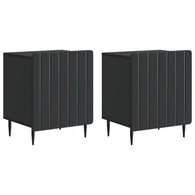vidaXL Nočna omarica 2 pcs Črna 43 x 34,5 x 52 cm Inženirski les