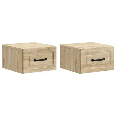 vidaXL Stenski nočni omarici 2 pcs Sonoma hrast 34,5 x 33 x 20 cm