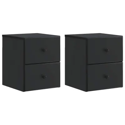 vidaXL Stenski nočni omarici s predalom 2 pcs Črna 34,5 x 33 x 40 cm