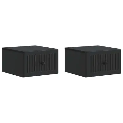 vidaXL Stenski nočni omarici s predalom 2 pcs Črna 33 x 34,5 x 20 cm
