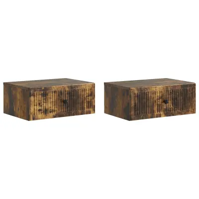 vidaXL Nočna omarica s predalom 2 pcs Dimljen hrast 49 x 34,5 x 20 cm