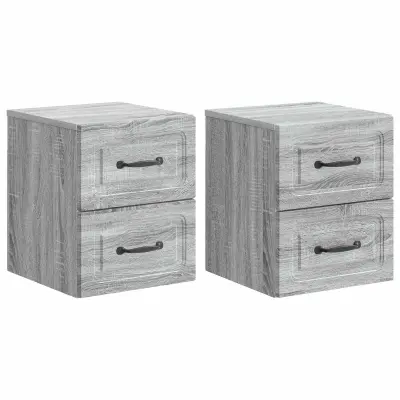 vidaXL Stenski nočni omarici 2 pcs Siva Sonoma 34,5 x 33 x 40 cm