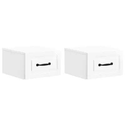 vidaXL Stenski nočni omarici 2 pcs Bela visok sijaj 34,5 x 33 x 20 cm